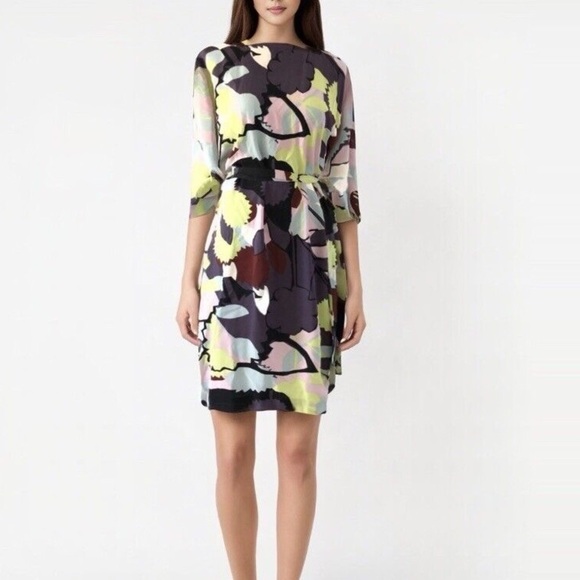 Diane von Furstenberg DvF Mosaic Maja Two Drape Back Paper Forest Mint Silk 8 - Picture 1 of 11